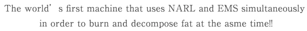 The world’s first machine that uses NARL and EMS simultaneously in order to burn and decompose fat at the asme time!!