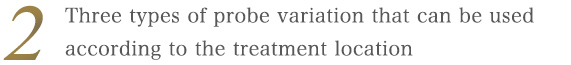 Three types of probe variation that can be used according to the treatment location