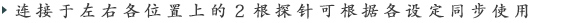 连接于左右各位置上的2根探针可根据各设定同步使用