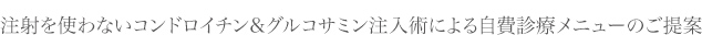 注射を使わないコンドロイチン＆グルコサミン注入術による自費診療メニューのご提案